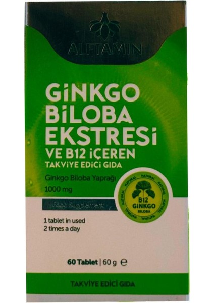 Ginkgo Biloba ve B12 Içeren Takviye 1100 Mg 60 Tablet
