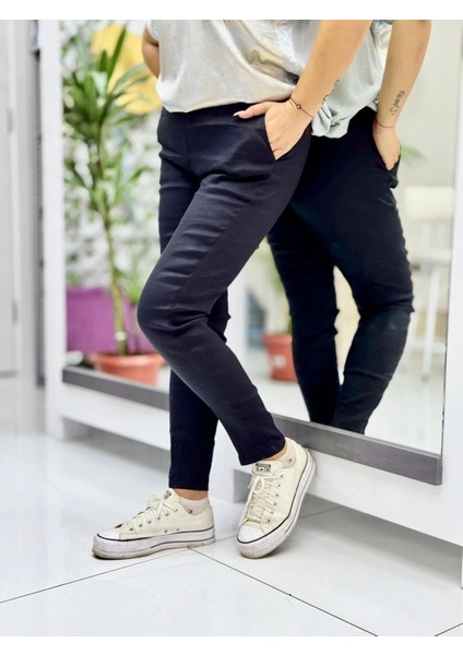AY15604 Likrakı Coton Pantolon Siyah