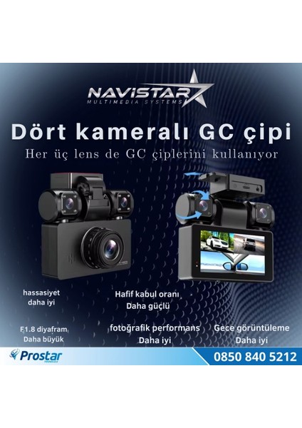 4 Kameralı 3k Ultra Hd Wıfı Gps Park Modu Özellikli 360 Kamera Seti fiyatları