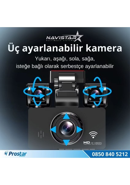 4 Kameralı 3k Ultra Hd Wıfı Gps Park Modu Özellikli 360 Kamera Seti indirimleri