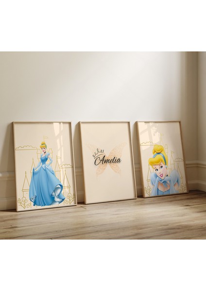 (Çerçevesiz) Kişiselleştirilebilir Cindrella 3lü Poster Seti