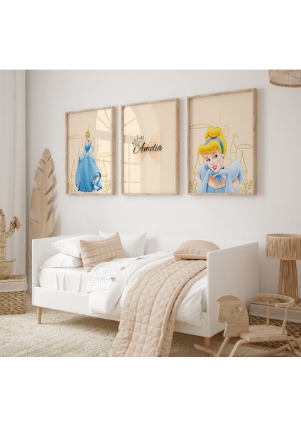 (Çerçevesiz) Kişiselleştirilebilir Cindrella 3lü Poster Seti modelleri