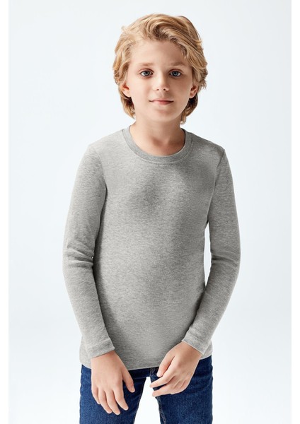 Erkek Çocuk Uzun Kollu T-Shirt Gri Renk