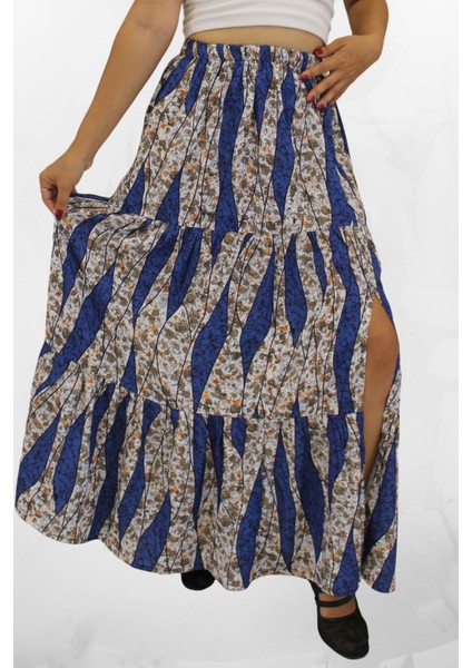 Viskon Kumaş Yırtmaçlı Çiçek Desenli Uzun Etek indirimleri