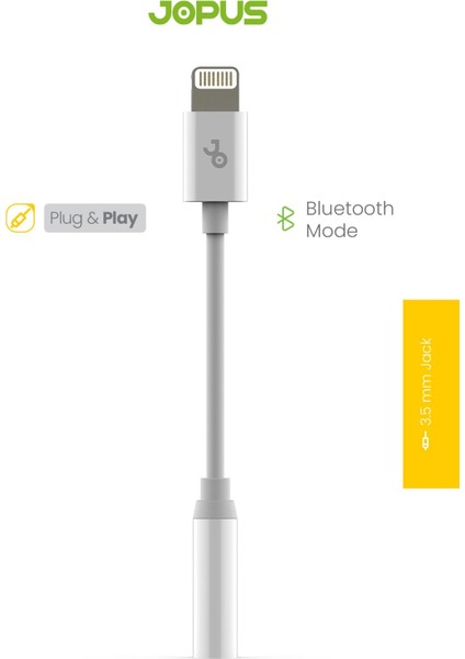 Iphone Kulaklık Dönüştürücü Bluetooth Modlu Baglanti 3.5mm Dönüstürücü JO-IB01 Beyaz modelleri
