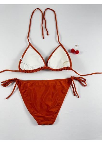 Kiremit Ipli Kadın Üçgen Bikini Takımı indirimleri