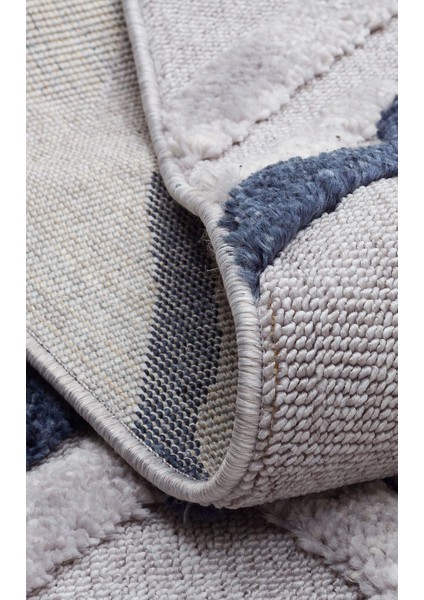 Terazzo Trz 03 Gri Lacivert - Hav Toz Vermez Etnik Desenli Iskandinav Salon Halısı indirimleri