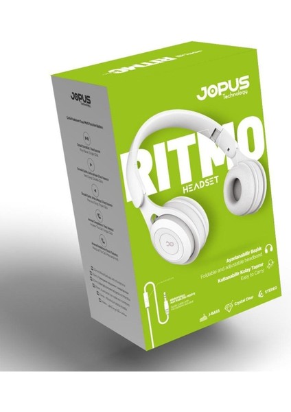 Mikrofonlu Kulaklik 3,5 Universal JS80 Ritmo Beyaz