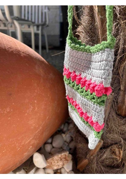 El Yapımı Tığ Işi Çiçek Desenli Omuz Çantası - Renkli Yazlık Telefon ve Cüzdan Çantası fırsatları