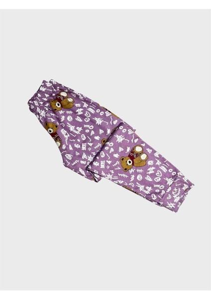 Kız Çocuk Pamuklu Bordo Renk Ayıcık Desenli Uzun Kollu Pijama Takımı fırsatları