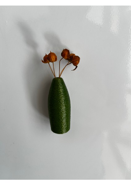 Miniflora - 5'li Magnetli Mini Vazo - Haki Renk Buzdolabı Süsü