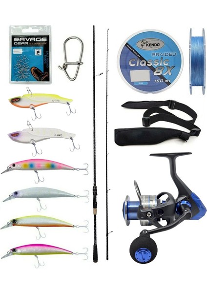 Spin Olta Seti Kendo Kenshi Pro 2.65M 10-35GR Spin Kamışı&okuma Safina 3000A Olta Makinesi