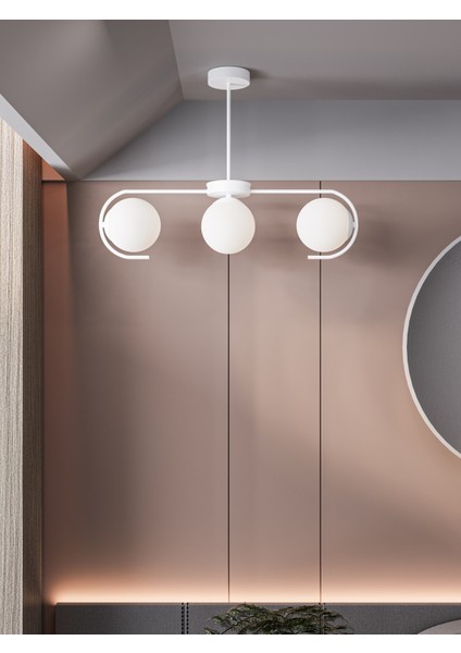 Ayza Modern Eskitme Metal Bal Cam 3'lü Cam Küre Avize | Tavan Aydınlatma Avize Modeli