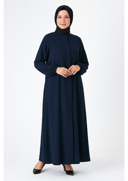 Mismoly Medine Ipeği Mevlana Kesim Cepli Kuşaklı Bol Ferace Lacivert