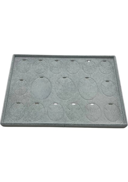 Süet Kumaş Gri 34-24 cm Ayaklı 17 Pedli Kolye Tabla Stand fırsatları