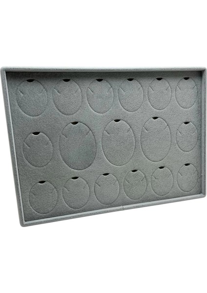 Süet Kumaş Gri 34-24 cm Ayaklı 17 Pedli Kolye Tabla Stand indirimleri