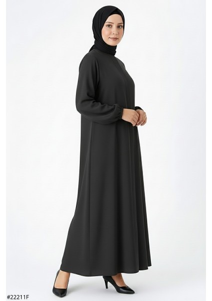 Mismoly Medine Ipeği Mevlana Kesim Cepli Kuşaklı Bol Ferace Gri modelleri