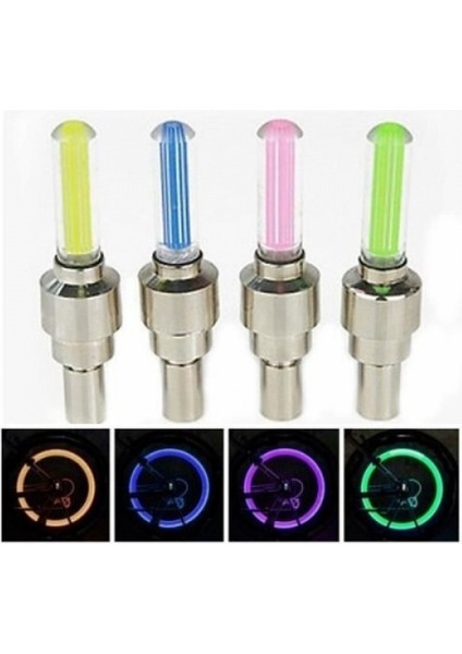 2 Adet Hareket Sensörlü Işıklı Sibop Kapağı Bisiklet Motorsiklet Otomobil Tekerleklerine Uygun