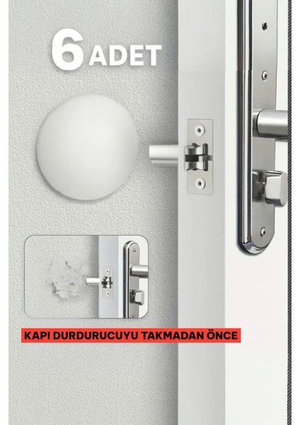 6 Adet Beyaz Yapışkanlı Kapı Kolu Stoperi – Duvar Koruyucu Tampon, Durdurucu Tutucu fiyatları