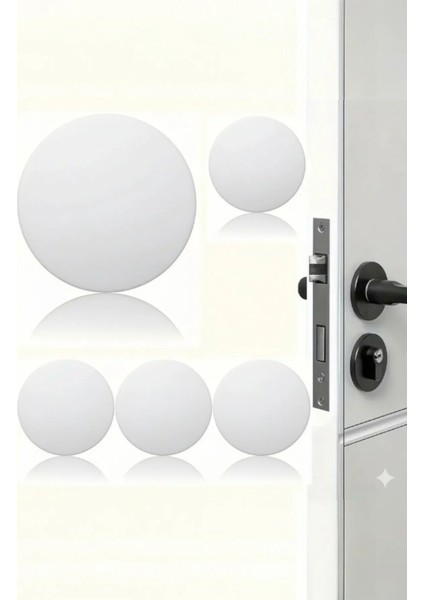 6 Adet Beyaz Yapışkanlı Kapı Kolu Stoperi – Duvar Koruyucu Tampon, Durdurucu Tutucu