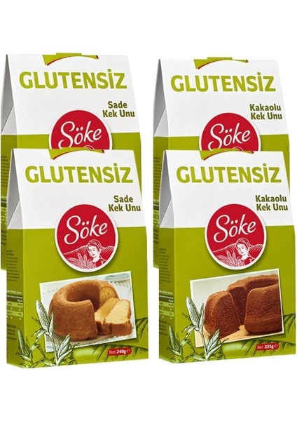 Glutensiz Kek Un Sade 2 x 240 G Kakaolu Kek Un 2 X225 G 4 Lü Set