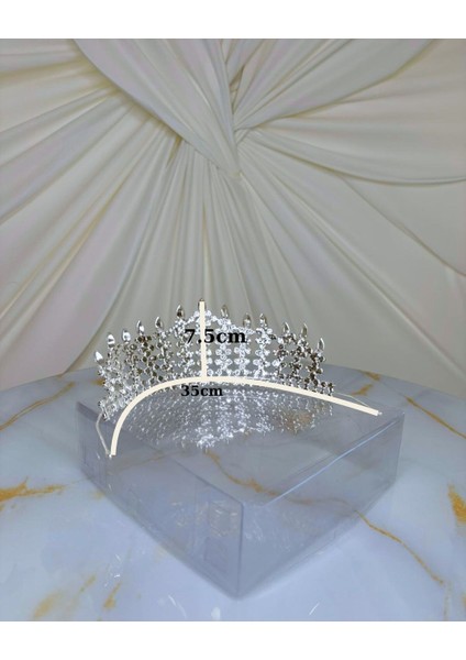 Döküm Zirkon Taşlı Yüksek Prenses Gelin Tacı indirimleri
