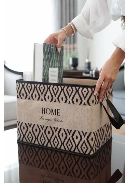 Bohe Kulplu Düzenleyici Sepet Raf Organizer Dolap Içi Düzenleyici 22X34X24 fırsatları