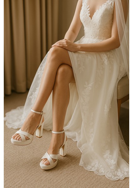 Platform Tabanlı Kalın Topuklu Geliklik Abiye Kadın Ayakkabısı fiyatları