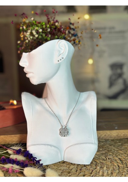 Mıknatıslı Yonca Çelik Kolye