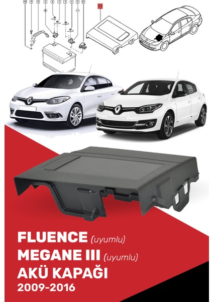 Megane 3 Iıı, Fluence Uyumlu Akü Üst Koruma Kapağı - 244976310R