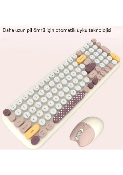 Kablosuz Klavye ve Mouse Set Renkli Sevimli 100 Tuşlu Pc Notebook Laptop Uyumlu Klavye ve Fare Ev Ofis Kullanımına Uygun Ingilizce Q Klavye modelleri