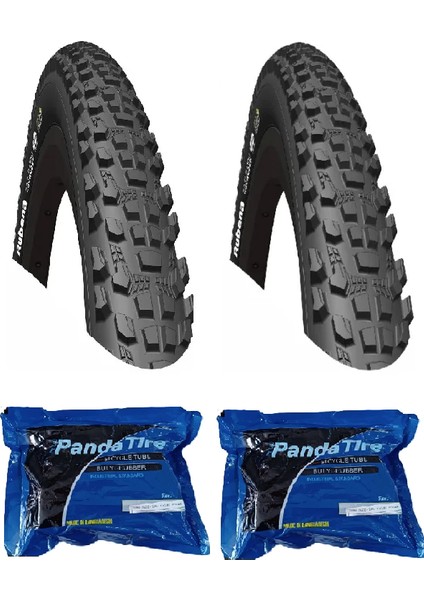29 Jant 29X2.10 3mm Bisiklet Dış Lastiği Siyah St x 2 Adet + Plus Panda Iç Lastik Seti