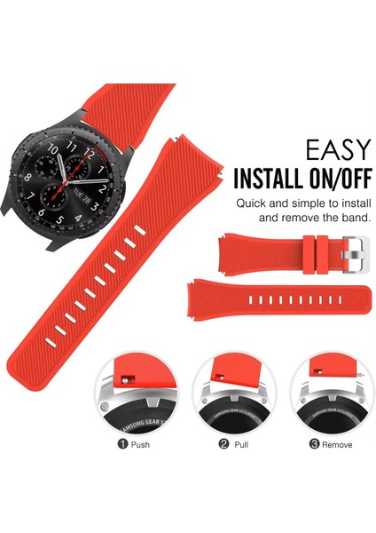 Huawei Watch Gt 6 46MM / Huawei Watch Gt 6 Pro Uyumlu Tokalı Çizgili Silikon Kordon (22MM) fırsatları