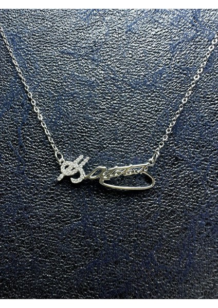 Paslanmaz Çelik Taşlı Atatürk Imza Kolye