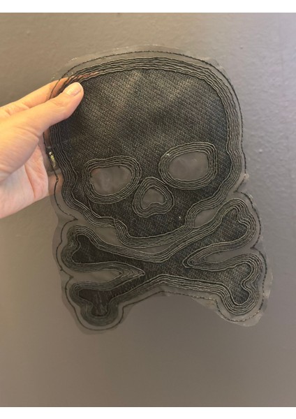 Siyah Nakış Işleme Kuru Kafa Arma Aplike 22X16 cm fiyatları