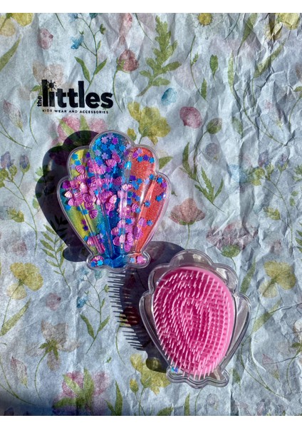 Karışık Renkli Deniz Kabuğu Şeklinde Simli ve Pullu Kırılma Karşıtı Şık Saç Fırçası Tarak