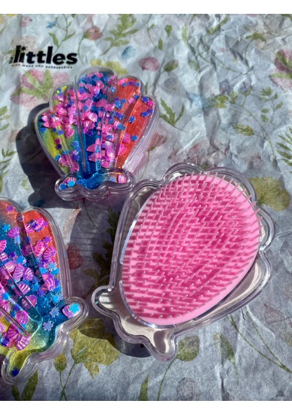 Karışık Renkli Deniz Kabuğu Şeklinde Simli ve Pullu Kırılma Karşıtı Şık Saç Fırçası Tarak fırsatları