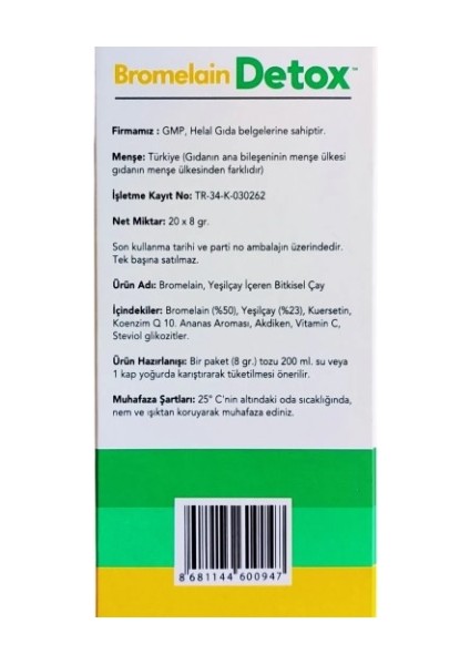 Bromelain Forte Detox 20 Saşe modelleri