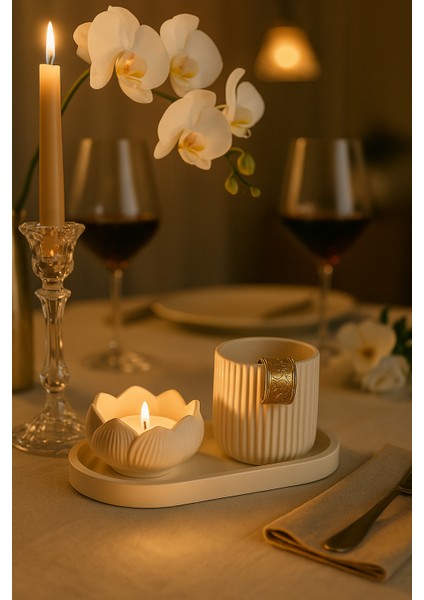 Lotus Form Dekoratif Set – Minimalist & Şık Tasarım (4 Parça)