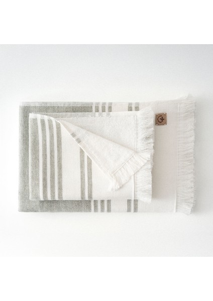 Erva 3'lü Havlu Seti Organik Pamuk Keten Melanj Haki