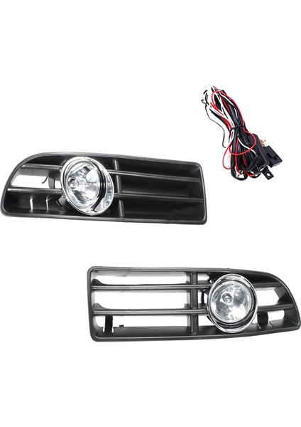 Mk4 1998-2004 Gündüz Farları Için Anahtar ve Kablo Demeti ile Tampon Izgara Sürüş Farları 1J5853665B Siyah+Beyaz (Yurt Dışından)