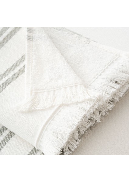 Erva 3'lü Havlu Seti Organik Pamuk Keten Melanj Haki