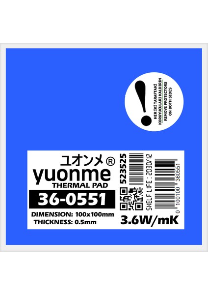 Termal Ped / Thermal Pad 0.5mm 3.6W/MK 100X100MM 36-0551