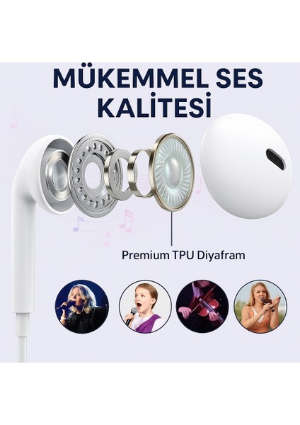 iPhone Için Lightning Girişli Kablolu Kulaklık – Tak-Çalıştır & Mikrofonlu Ep3 fiyatları