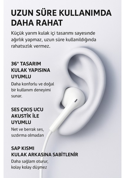 iPhone Için Lightning Girişli Kablolu Kulaklık – Tak-Çalıştır & Mikrofonlu Ep3 fırsatları