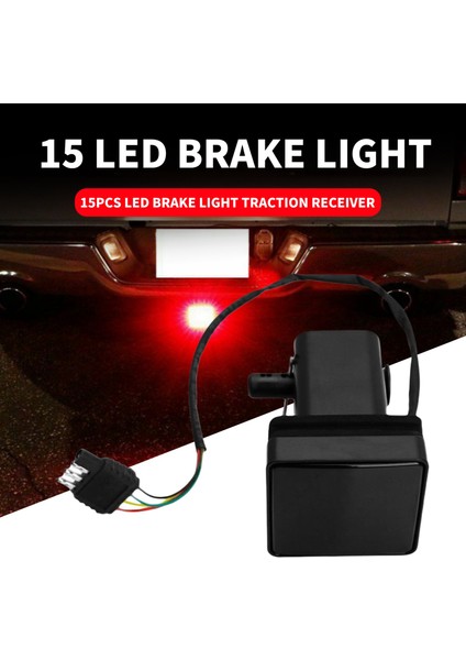 2 Inçlik Römork Kamyon Çekme Kancası Alıcı Kapağı Füme Cam 15 LED Fren Lambası (Yurt Dışından) fiyatları