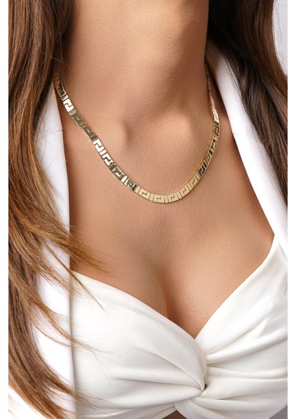 14 Ayar Altın Greek Zincir Set indirimleri