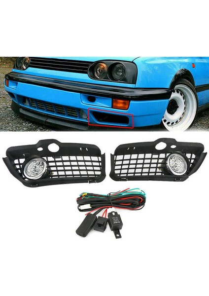 Golf Mk3 1993-1998 Beyaz Gündüz Farı Için 1 Çift Araba Ön Tampon LED Sis Lambası Izgara Kapağı (Yurt Dışından) modelleri