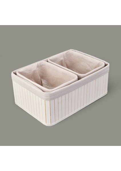 3'lü Çok Amaçlı Dekoratif Sepet - Beyaz