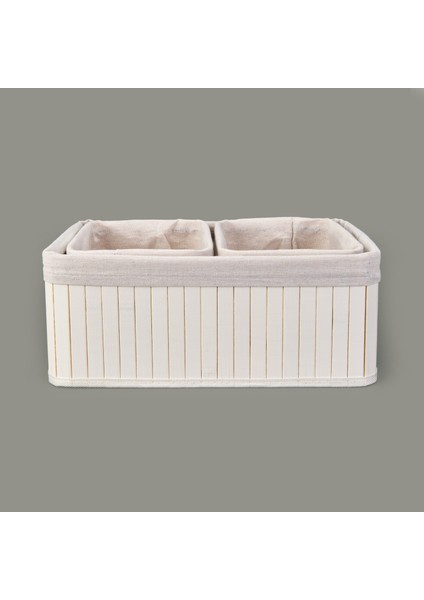 3'lü Çok Amaçlı Dekoratif Sepet - Beyaz fiyatları